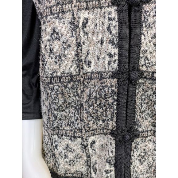 NEW Americas Alpaca Vest XL Gray White Black Tapestry Knit Alpaca Wool Preppy - Picture 3 of 12